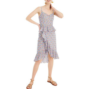 J.Crew‎ Liberty Fabric Ditsy Rainbow Floral Print Ruffled Size 10